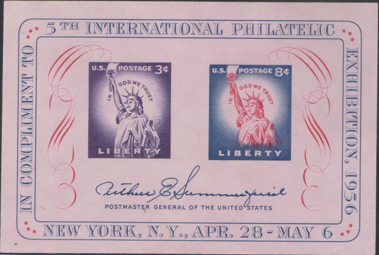 1075 Fifth International Philatelic Exhibition [United States Stamps, Souvenir Sheet 1956]